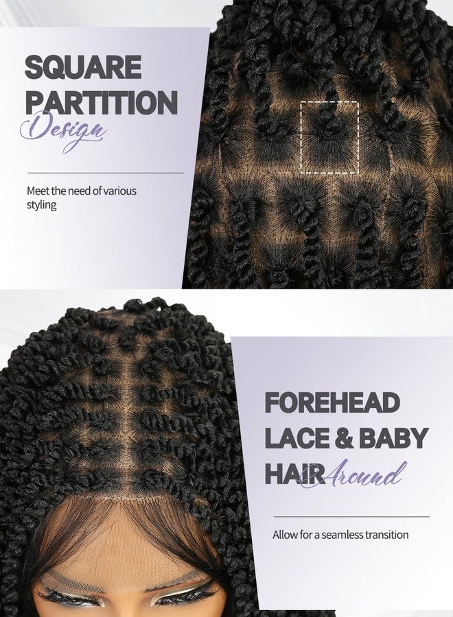 WIGER Full Double Lace Braided Wigs Two Twist Braid Curly Wig Black Spiral Coiled Braid Wigs Pre Plucked with Baby Hair Senegalese Braided Wig for Black Women - Image 4